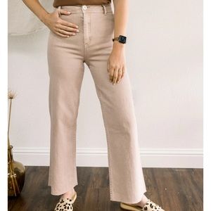 Straight Wide Leg Denim Pants in Mauve